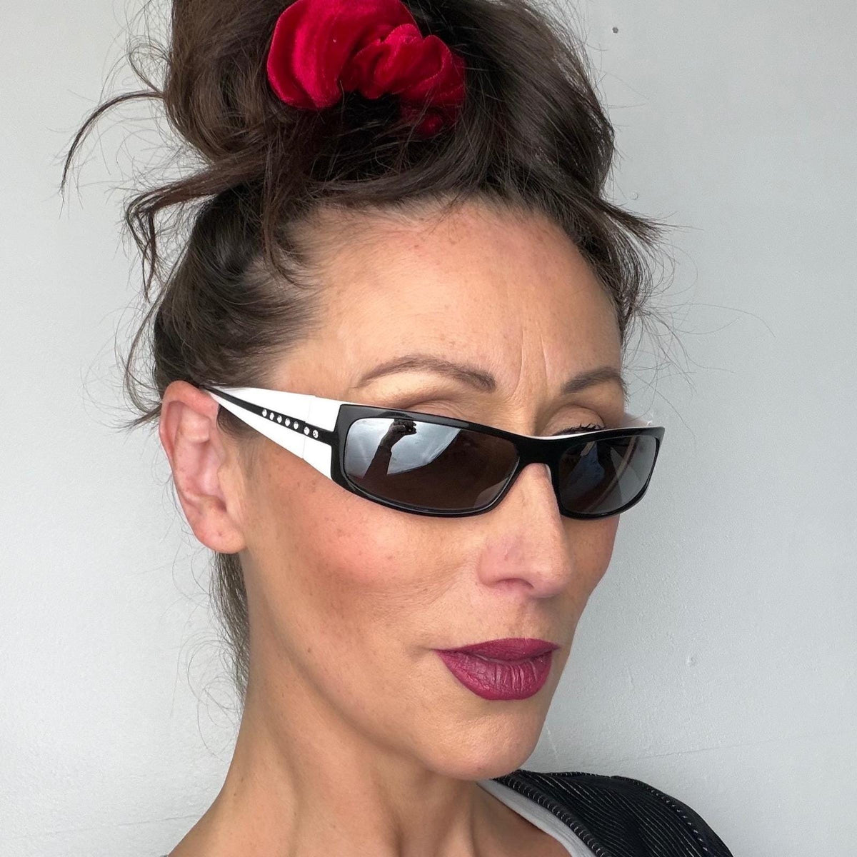 Vintage SunMode Made In Italy Sunglasses  Black White Rhinestone SM11B5716-130
