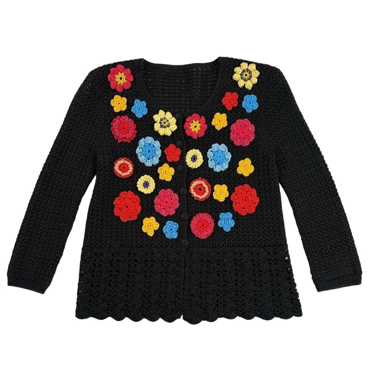 Vintage Handmade Floral Crochet Cardigan | S — view 12