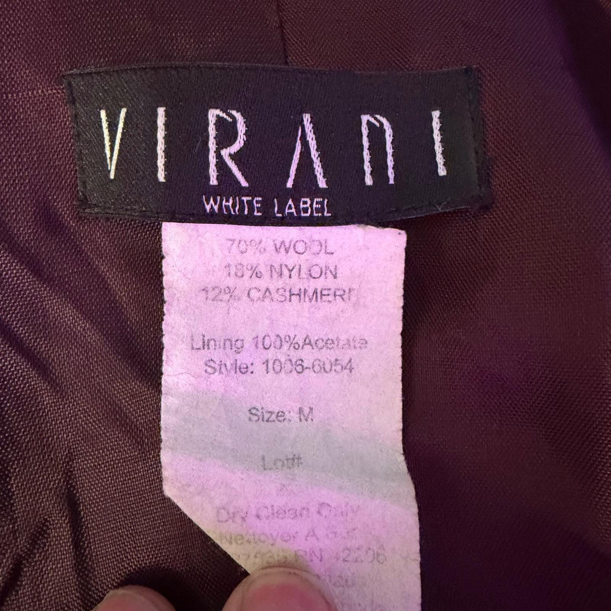Vintage Virani White Label Cashmere Wool Wrap Coat Shawl Collar Made In Canada M