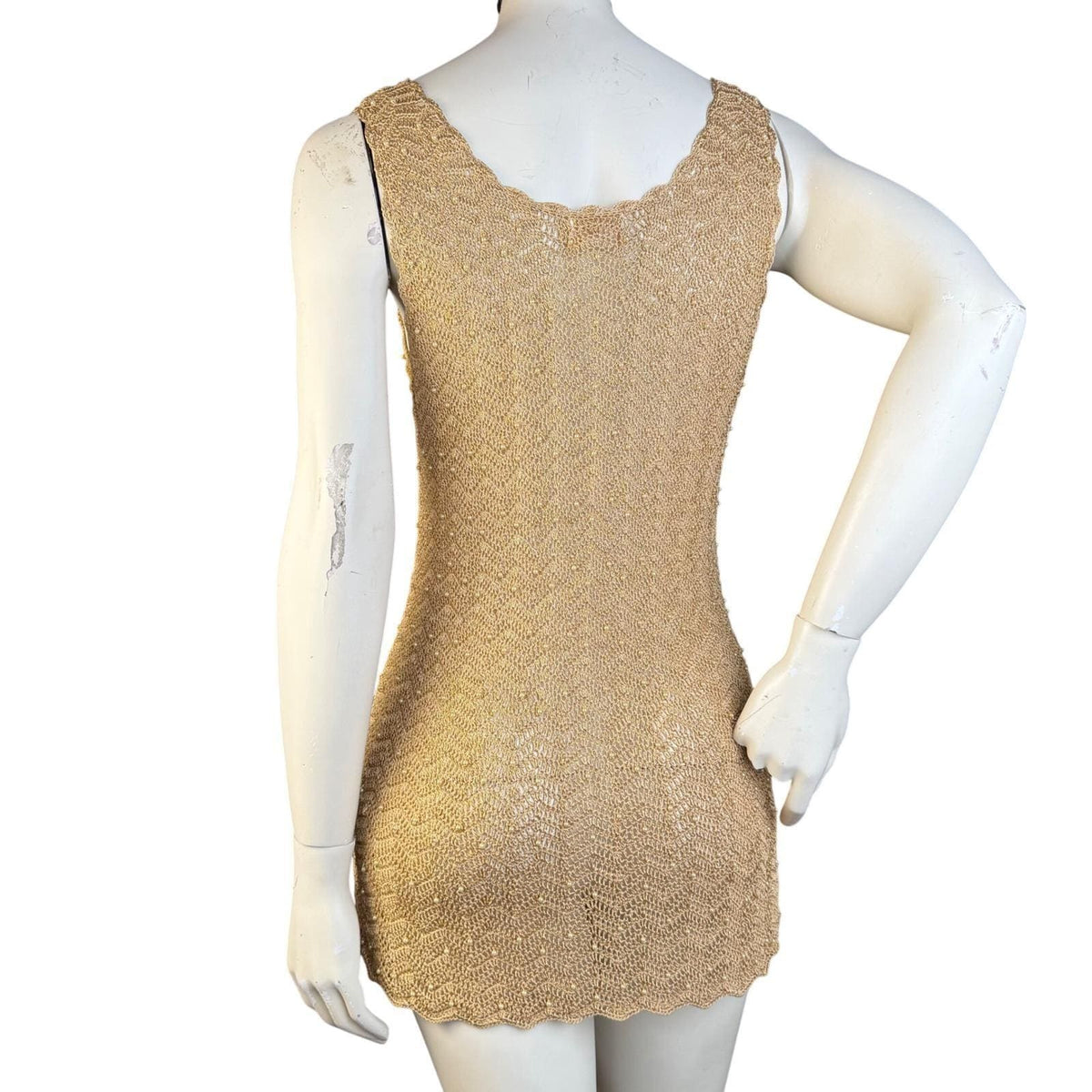Vintage Kroshetta Gold Pearl-Detail Crochet Tunic | L — view 2