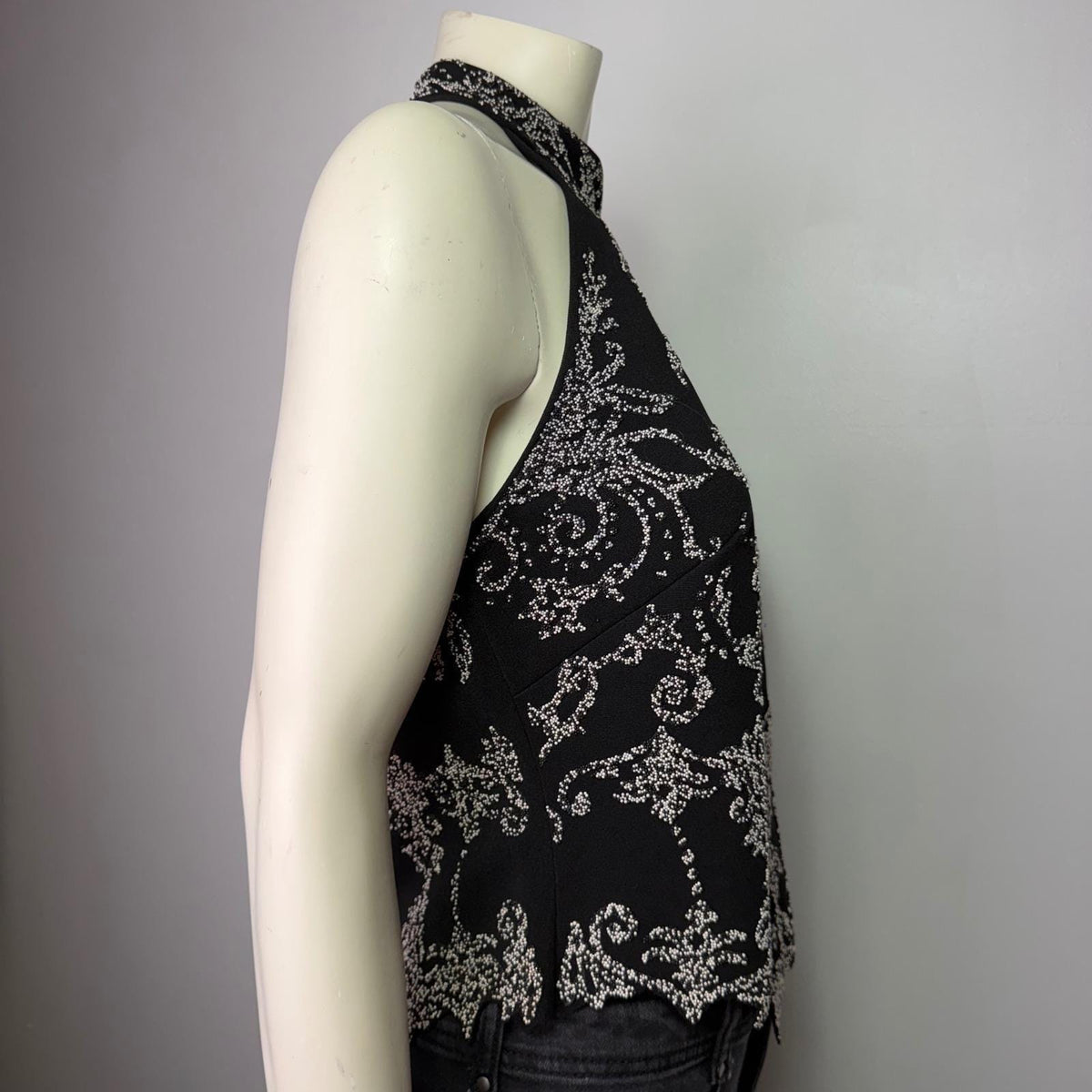 Vintage Ribkoff Trends Black Silver Beaded Halter | 10 — view 4