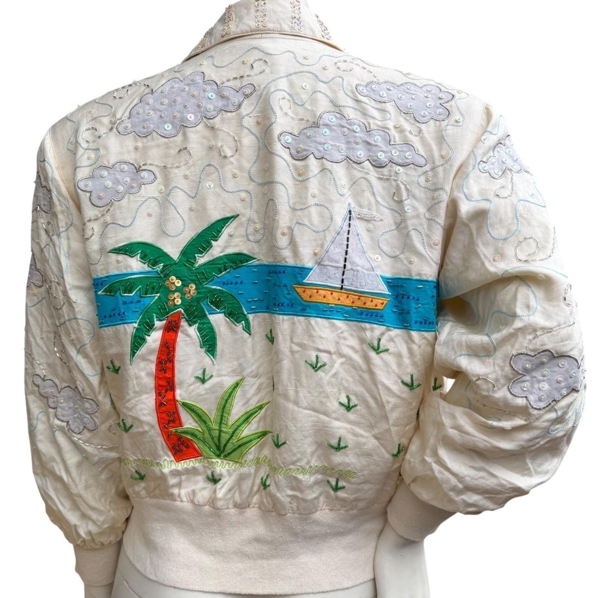 Vintage Marc D'Alcy Beaded Silk Bomber Jacket | S — view 3