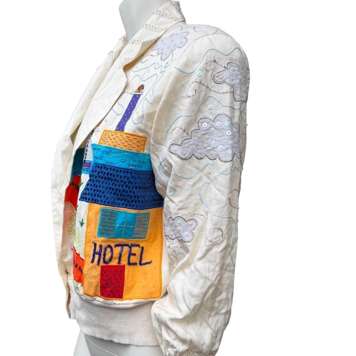 Vintage Marc D'Alcy Beaded Silk Bomber Jacket | S — view 4