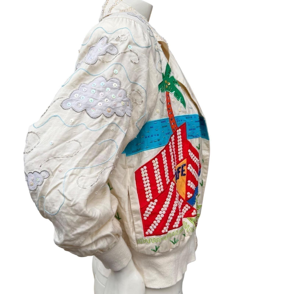 Vintage Marc D'Alcy Beaded Silk Bomber Jacket | S — view 5
