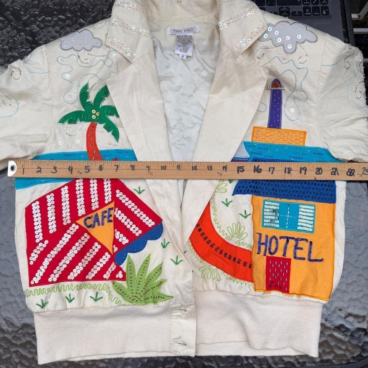 Vintage Marc D'Alcy Beaded Silk Bomber Jacket | S — view 7