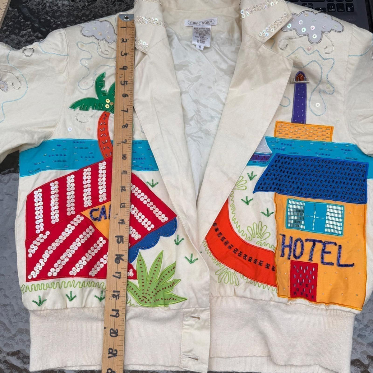 Vintage Marc D'Alcy Beaded Silk Bomber Jacket | S — view 8