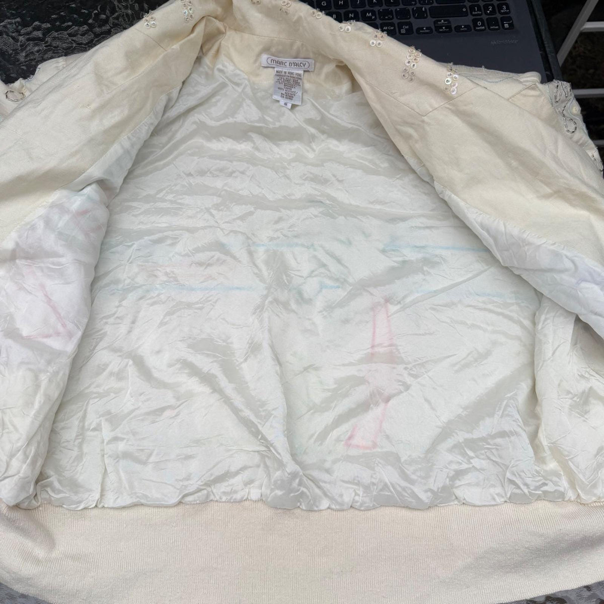Vintage Marc D'Alcy Beaded Silk Bomber Jacket | S — view 18