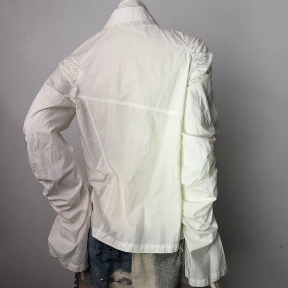 HIDEMI White Sculptural Puff Sleeve Blouse | S — view 4