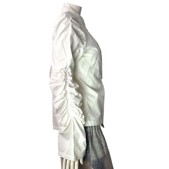 HIDEMI White Sculptural Puff Sleeve Blouse | S — view 2