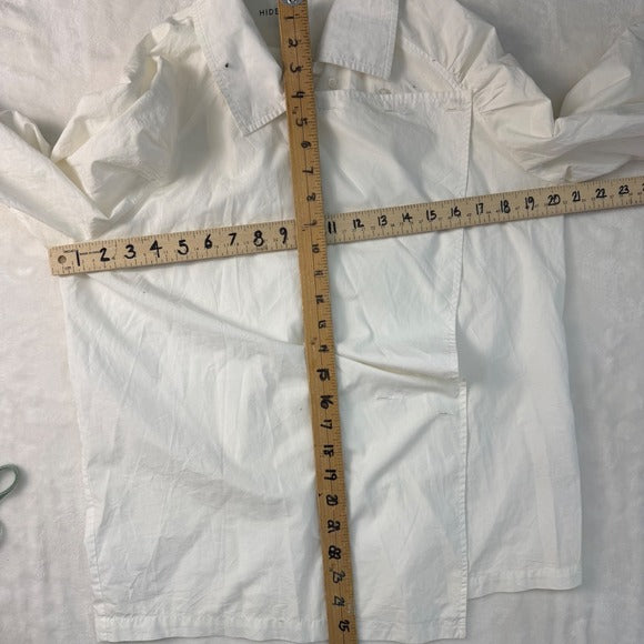 HIDEMI White Sculptural Puff Sleeve Blouse | S — view 12