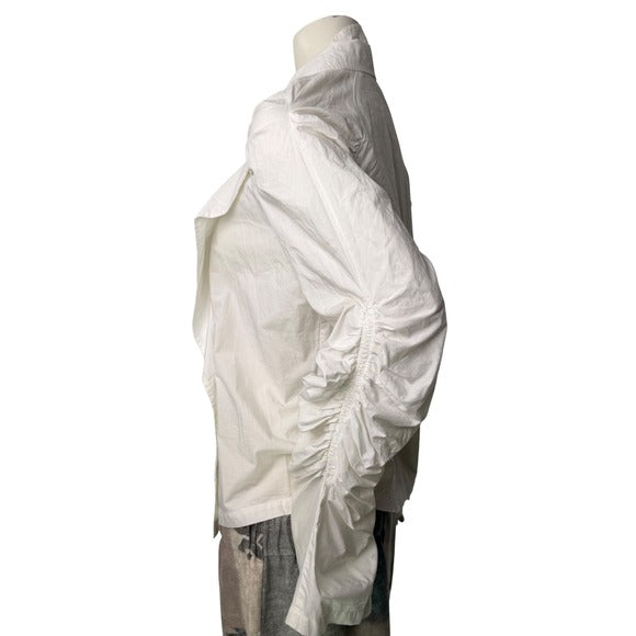 HIDEMI White Sculptural Puff Sleeve Blouse | S — view 3