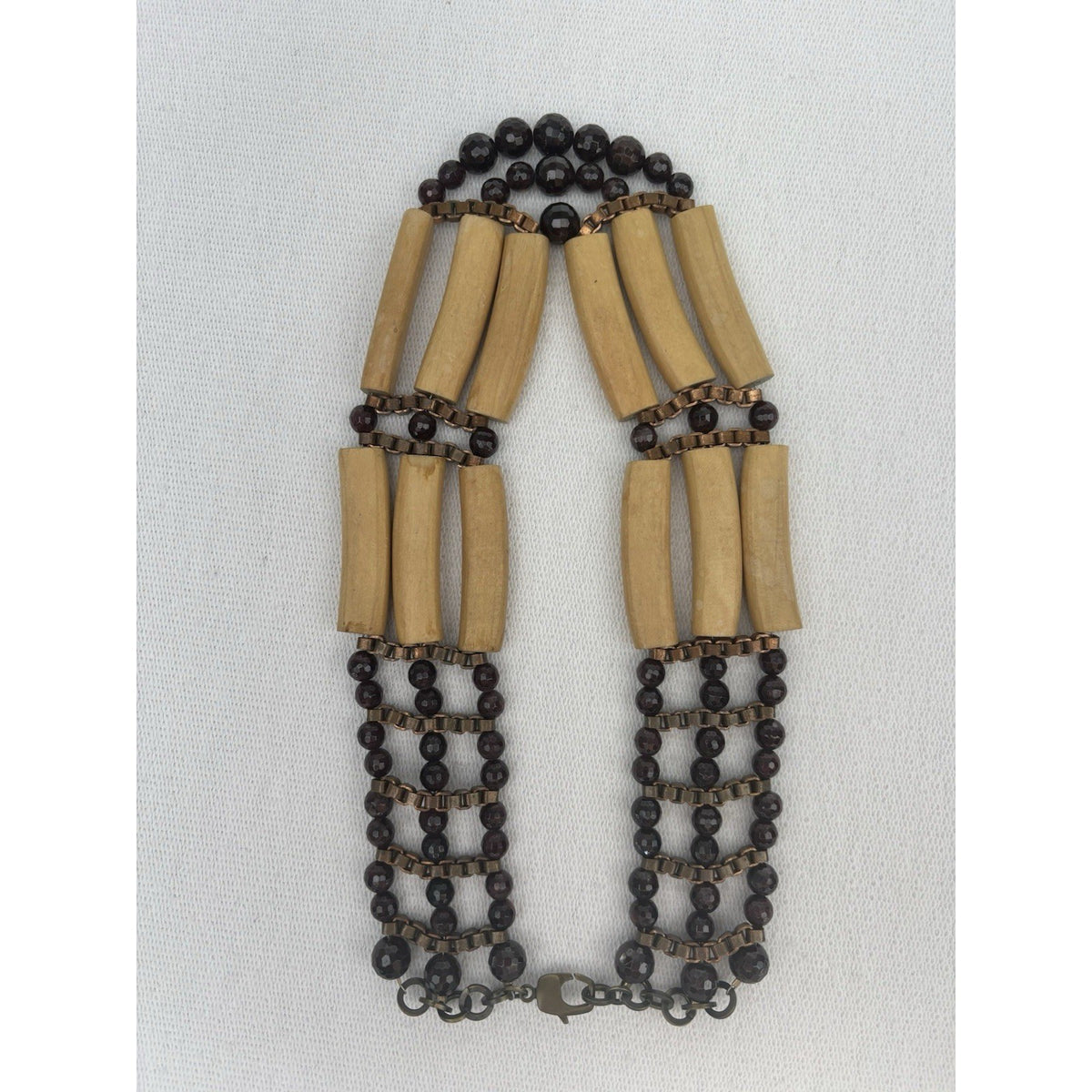 Vintage Chunky Wood Bead Statement Necklace — detail photo 2