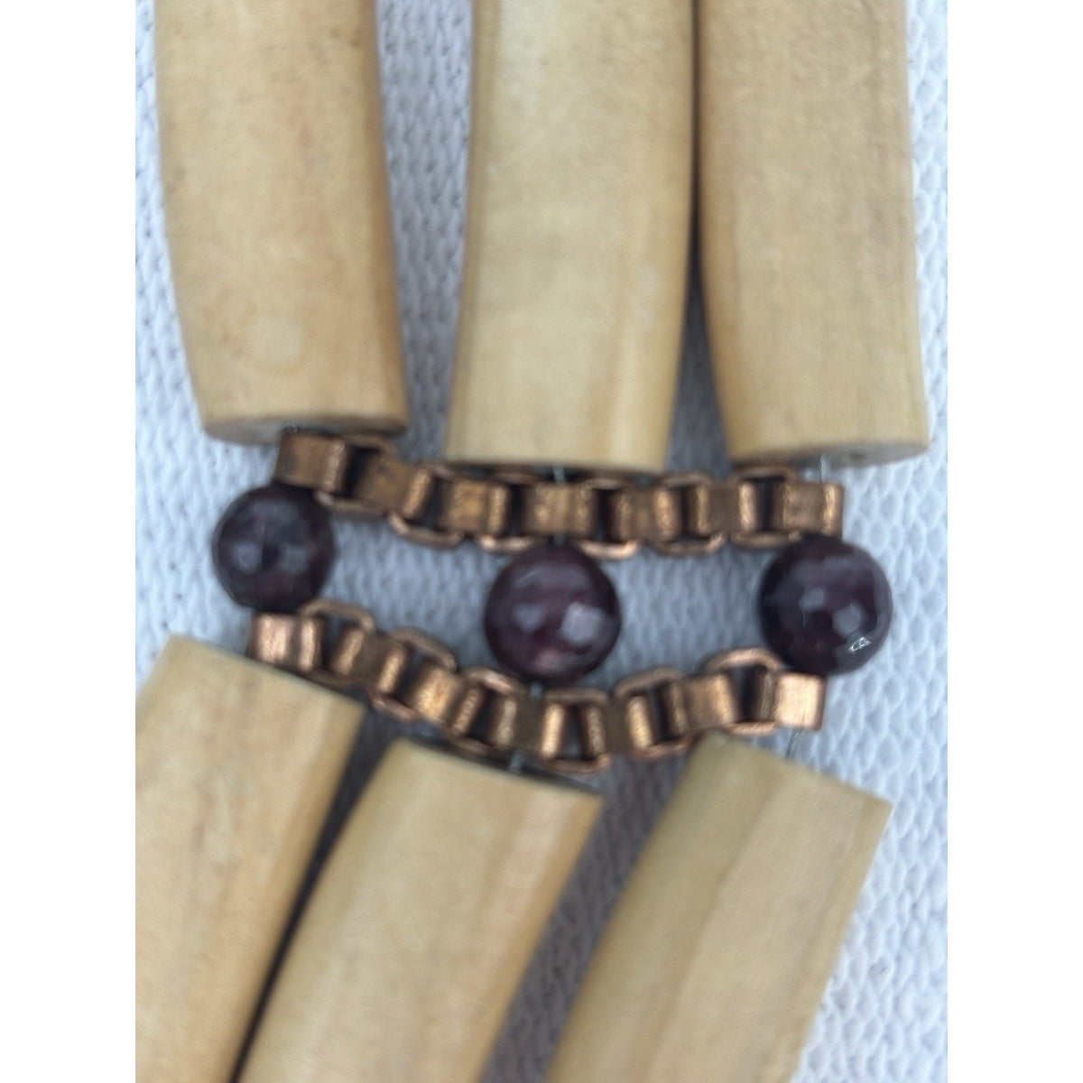 Vintage Chunky Wood Bead Statement Necklace — detail photo 4