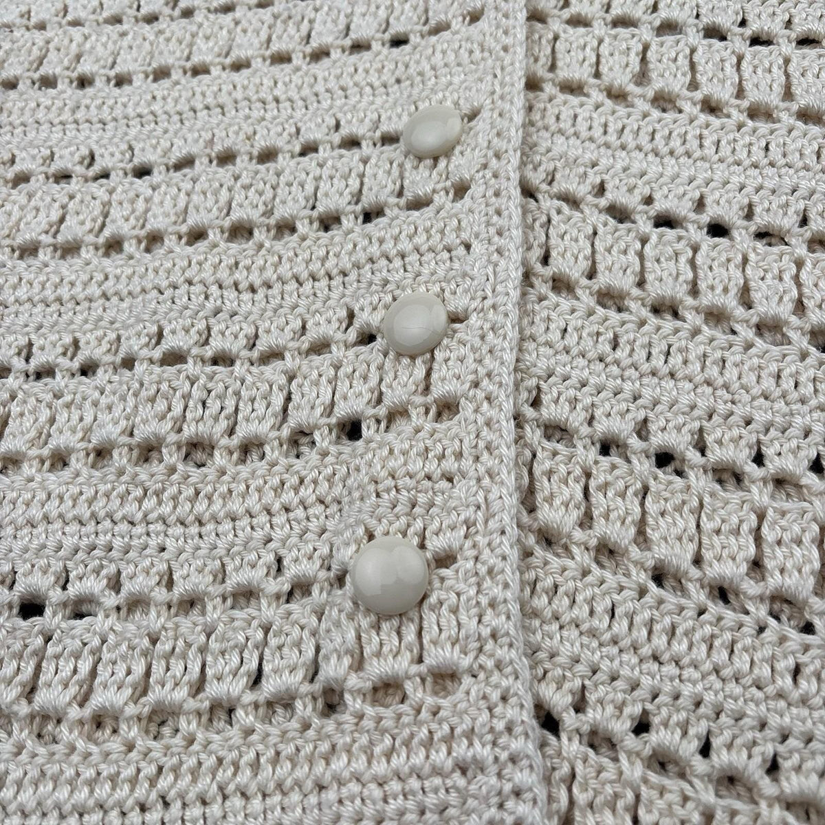 Vintage Ivory Crochet Long Cardigan | S — detail photo 11