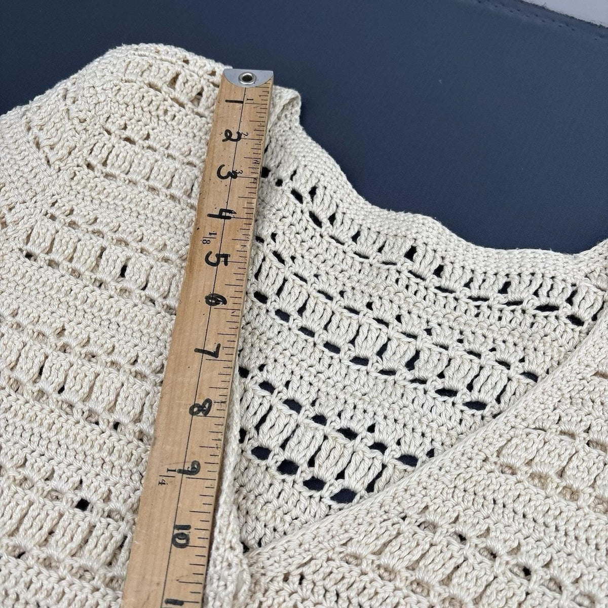 Vintage Ivory Crochet Long Cardigan | S — detail photo 14