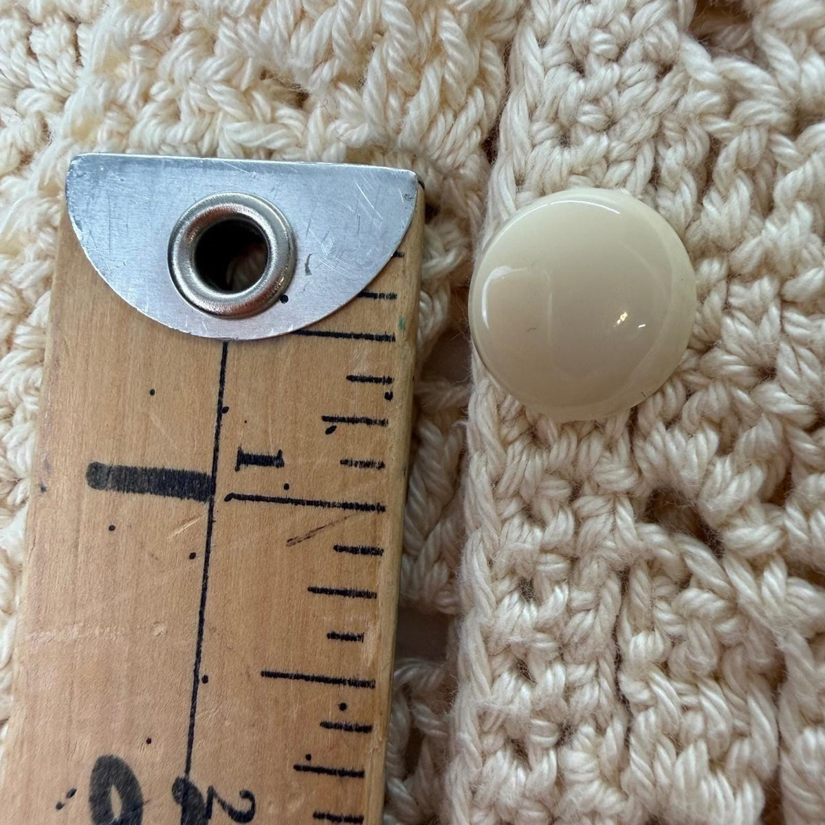 Vintage Ivory Crochet Long Cardigan | S — detail photo 19