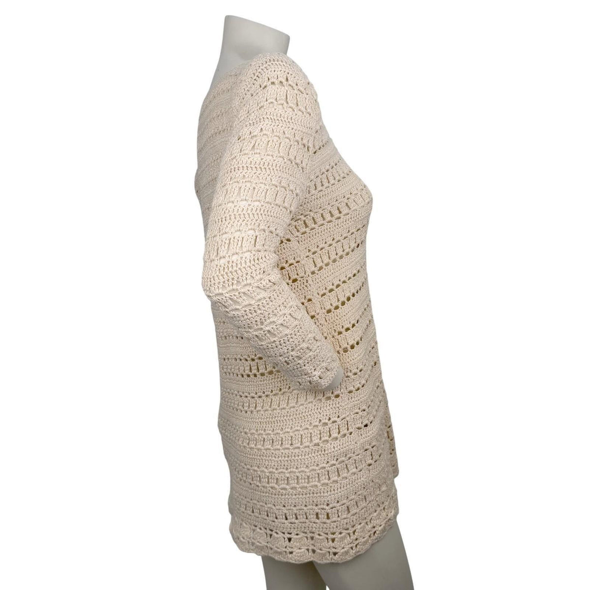 Vintage Ivory Crochet Long Cardigan | S — detail photo 3