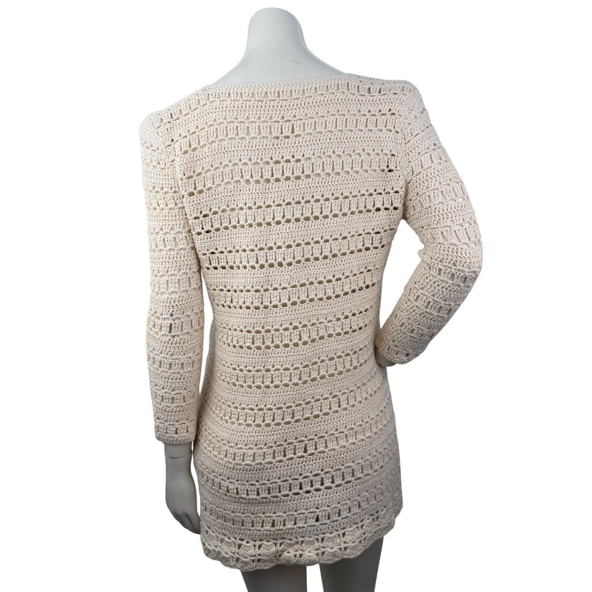 Vintage Ivory Crochet Long Cardigan | S — detail photo 5