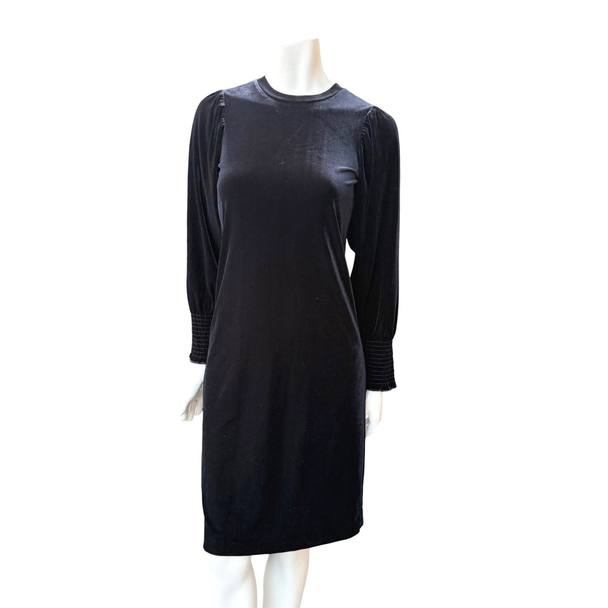 Vero par Véronique Cloutier Black Velvet Puff Sleeve Dress | XS — front view