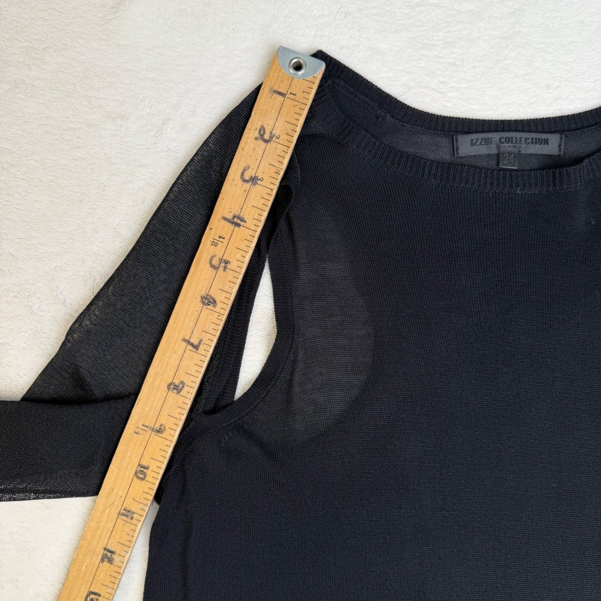 Izzue Collection Black Sheer Cutout Top | S — detail photo 10