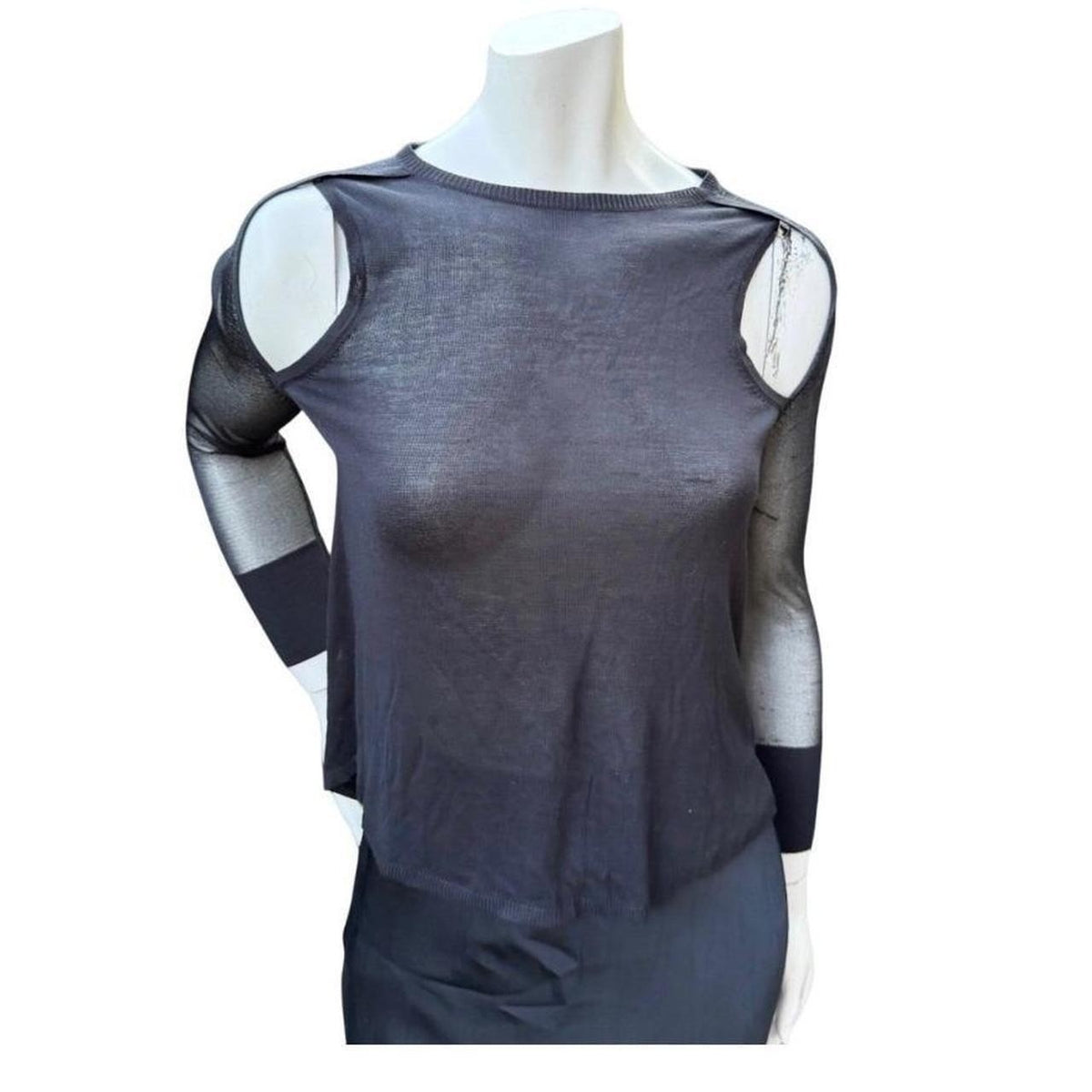 Izzue Collection Black Sheer Cutout Top | S — detail photo 2