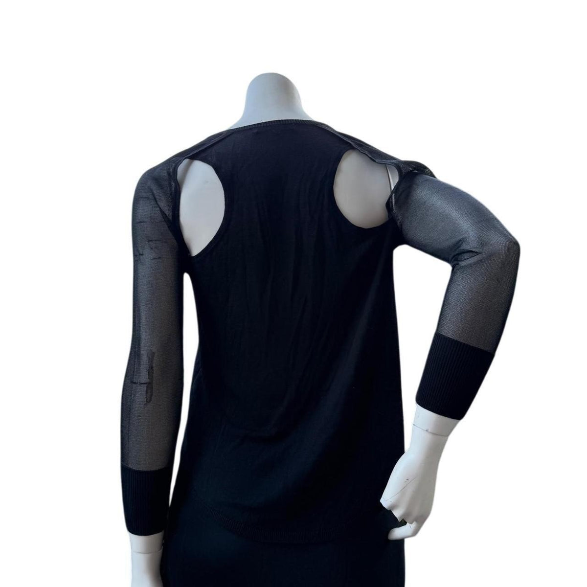 Izzue Collection Black Sheer Cutout Top | S — detail photo 4