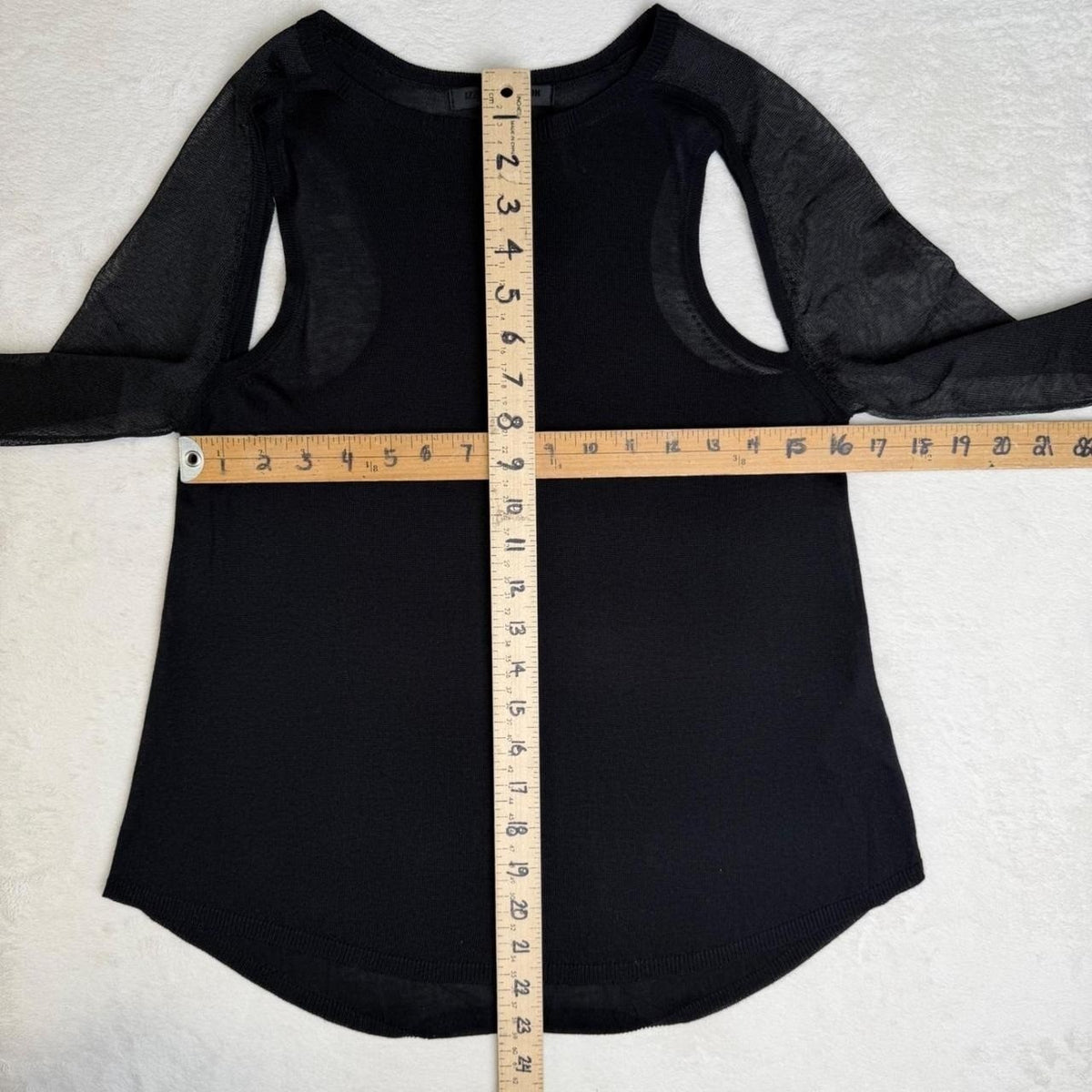 Izzue Collection Black Sheer Cutout Top | S — detail photo 5