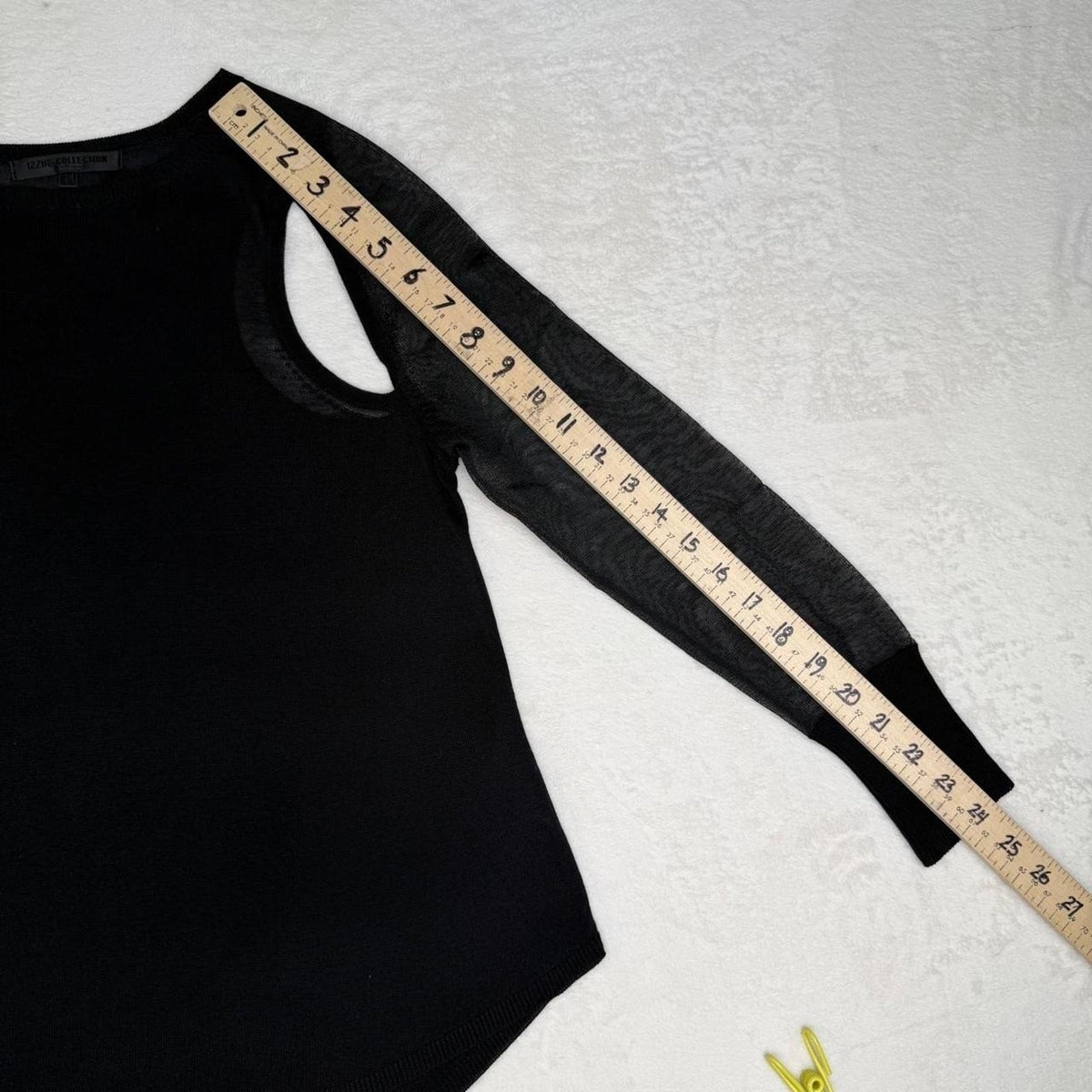 Izzue Collection Black Sheer Cutout Top | S — detail photo 6