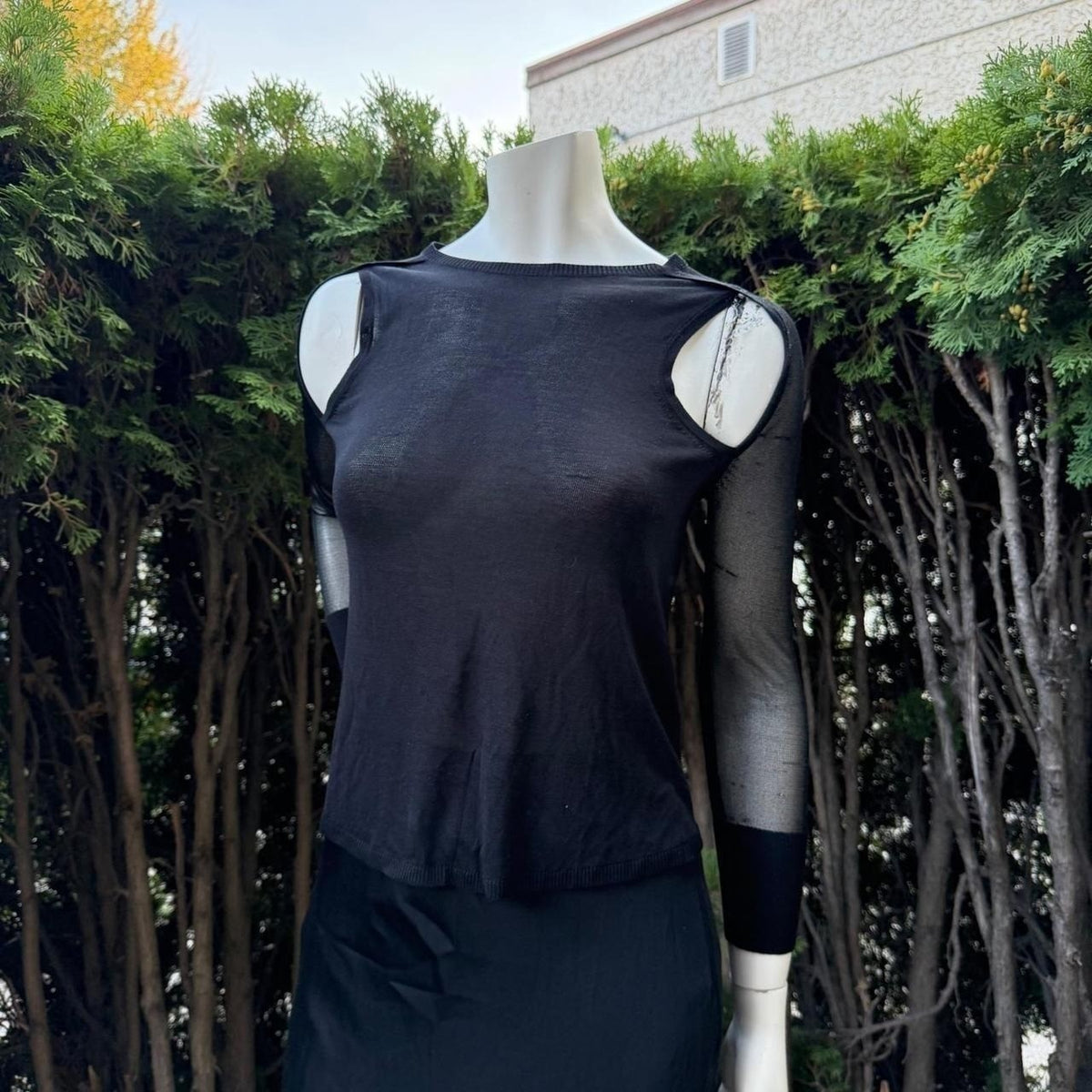 Izzue Collection Black Sheer Cutout Top | S — detail photo 8