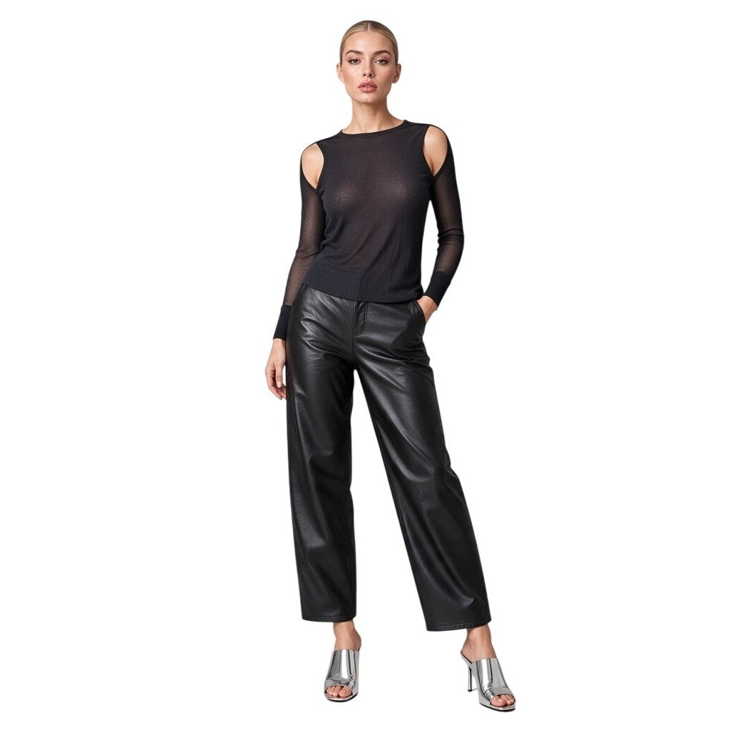 Izzue Collection Black Sheer Cutout Top | S — detail photo 9