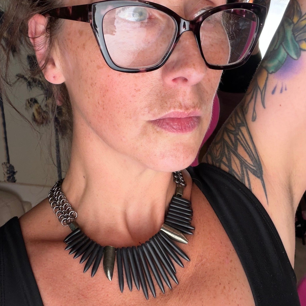 Biko Black Spike Collar Necklace — detail photo 6