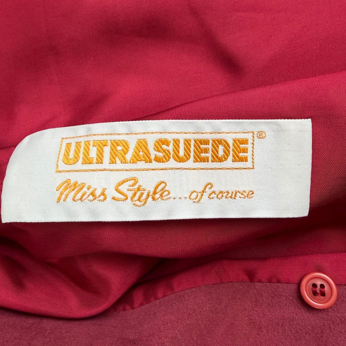 Vintage Miss Style Raspberry Ultrasuede Trench Coat | L — detail photo 11