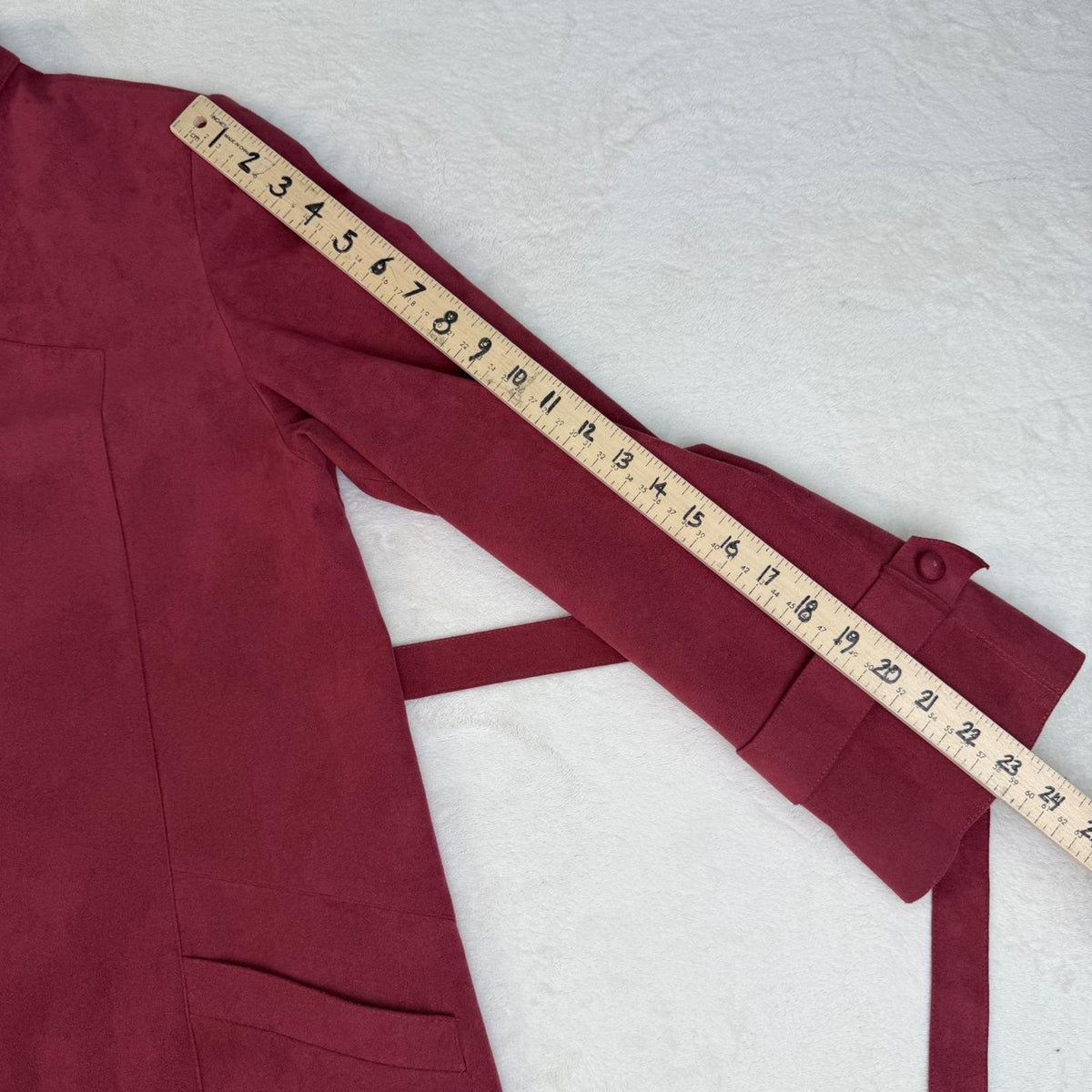 Vintage Miss Style Raspberry Ultrasuede Trench Coat | L — detail photo 14