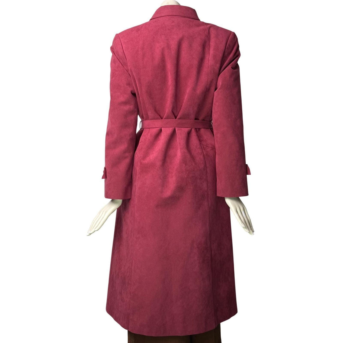 Vintage Miss Style Raspberry Ultrasuede Trench Coat | L — detail photo 2