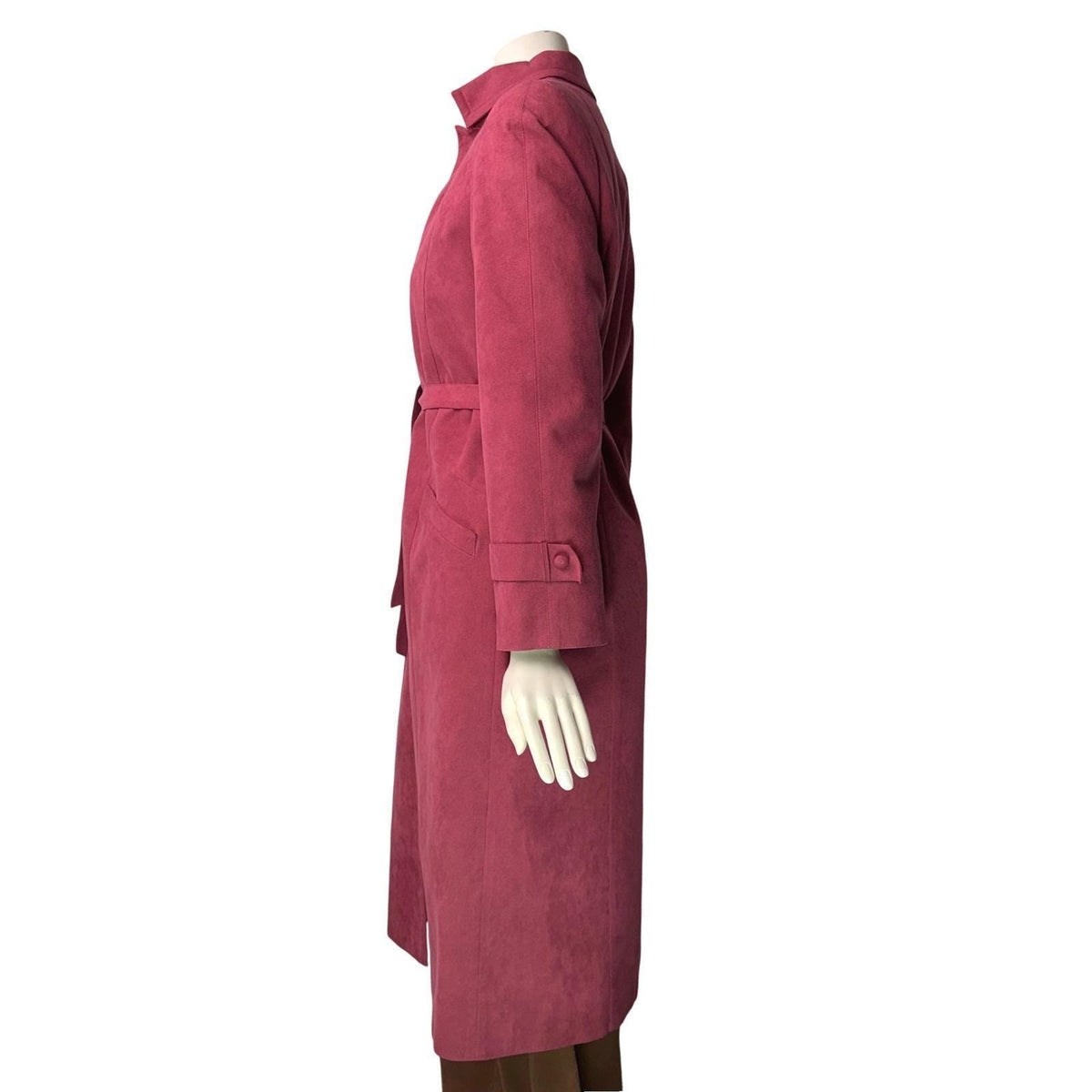 Vintage Miss Style Raspberry Ultrasuede Trench Coat | L — detail photo 3