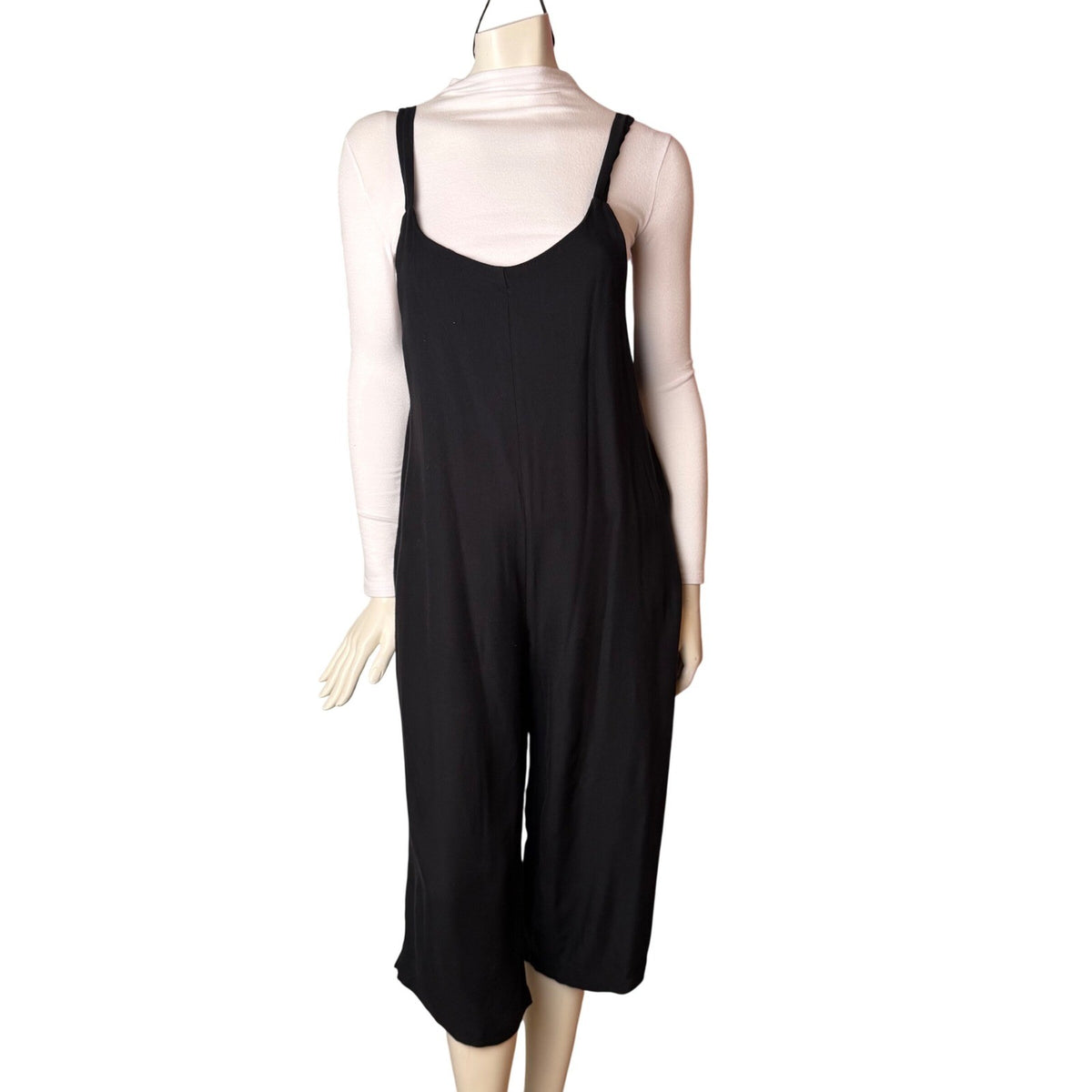 Jackson Rowe Black Cropped Wide Leg Jumpsuit | S — front view
