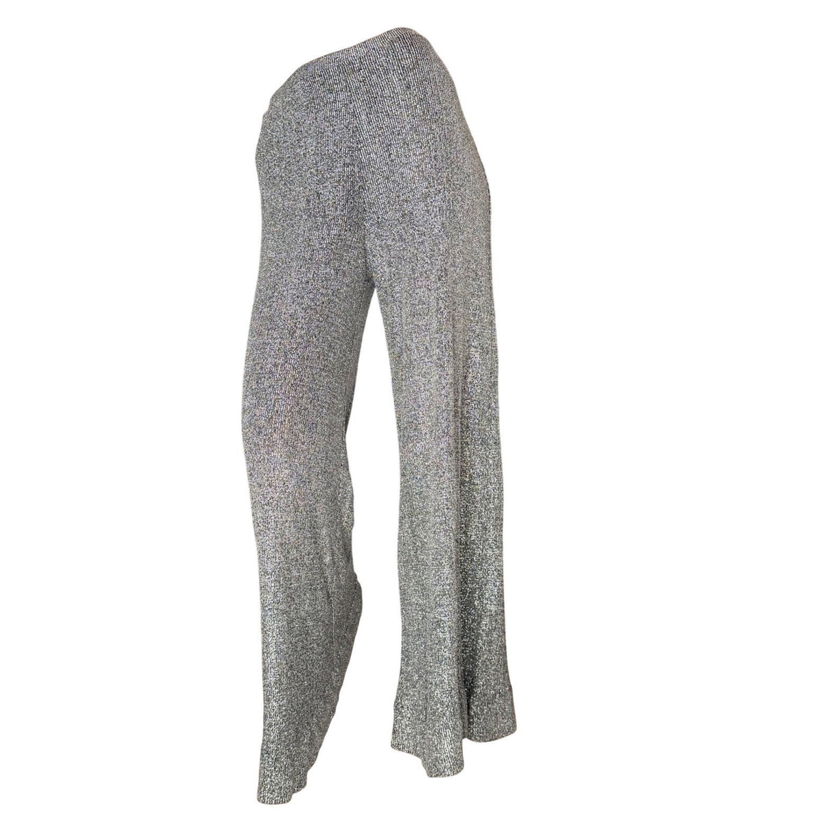 Vintage Koret Silver Metallic Wide Leg Trousers | 26in Waist — detail photo 2