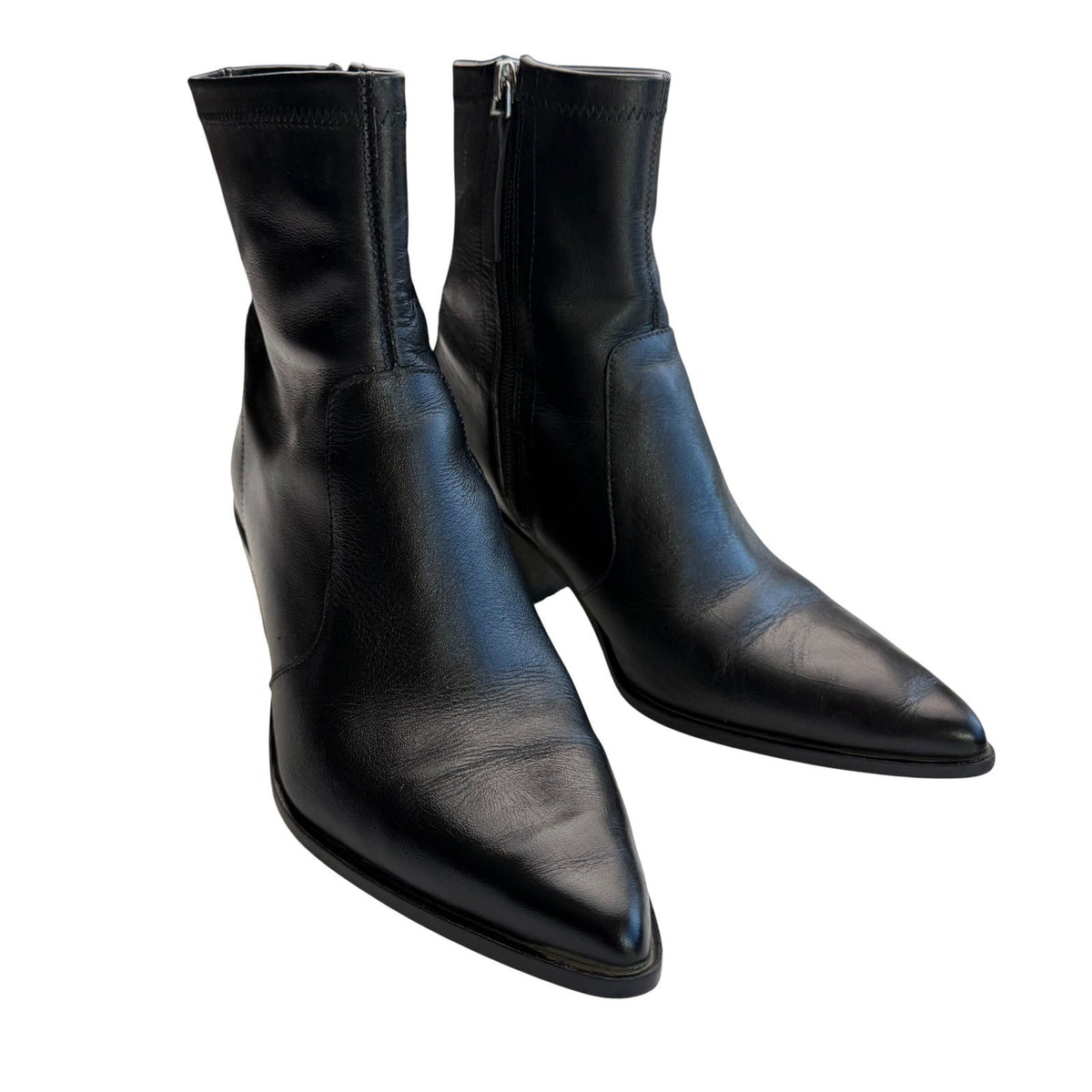 Zara Black Leather Western Ankle Boots | 6.5 — detail photo 3