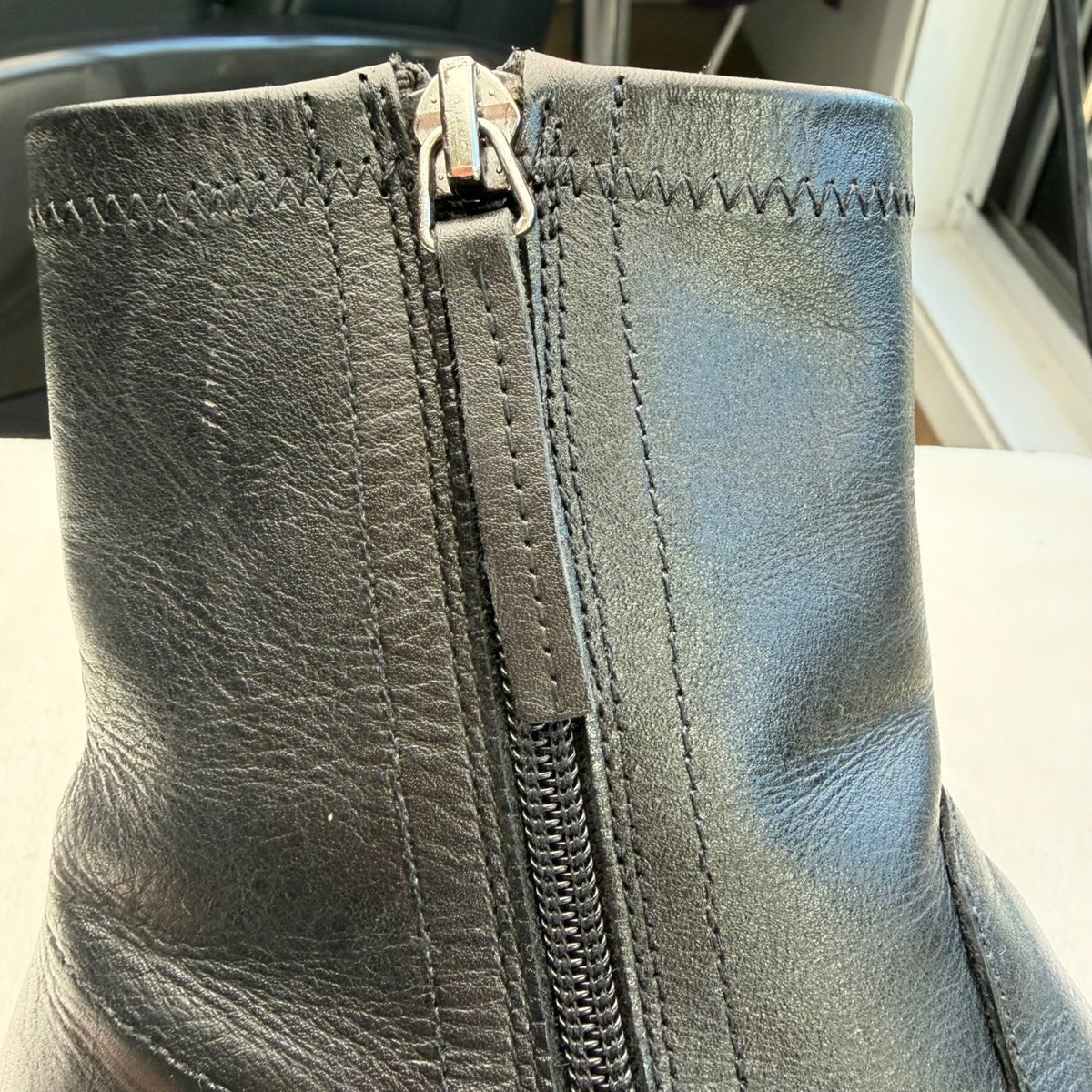 Zara Black Leather Western Ankle Boots | 6.5 — detail photo 7