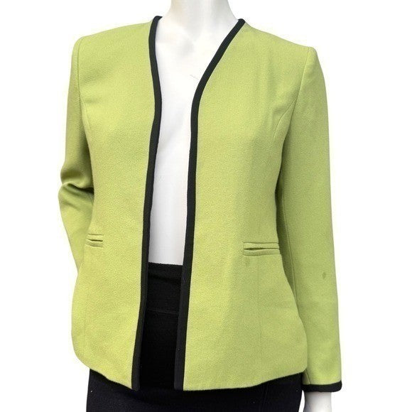 Vintage Kasper Petite Chartreuse Trim Blazer | 4P — detail photo 2