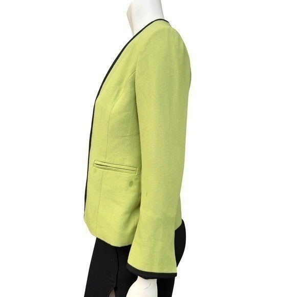 Vintage Kasper Petite Chartreuse Trim Blazer | 4P — detail photo 3