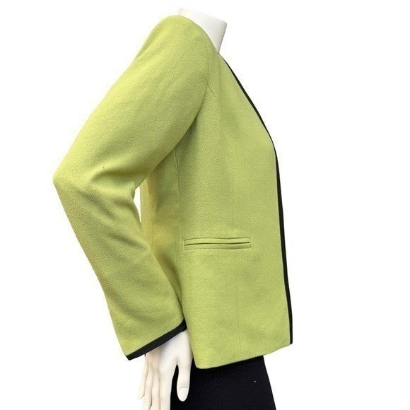 Vintage Kasper Petite Chartreuse Trim Blazer | 4P — detail photo 4
