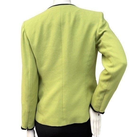 Vintage Kasper Petite Chartreuse Trim Blazer | 4P — detail photo 5