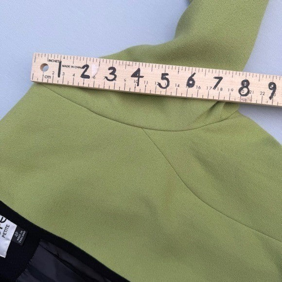 Vintage Kasper Petite Chartreuse Trim Blazer | 4P — detail photo 8
