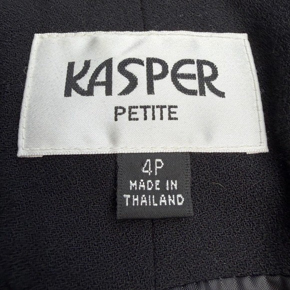 Vintage Kasper Petite Chartreuse Trim Blazer | 4P — detail photo 9