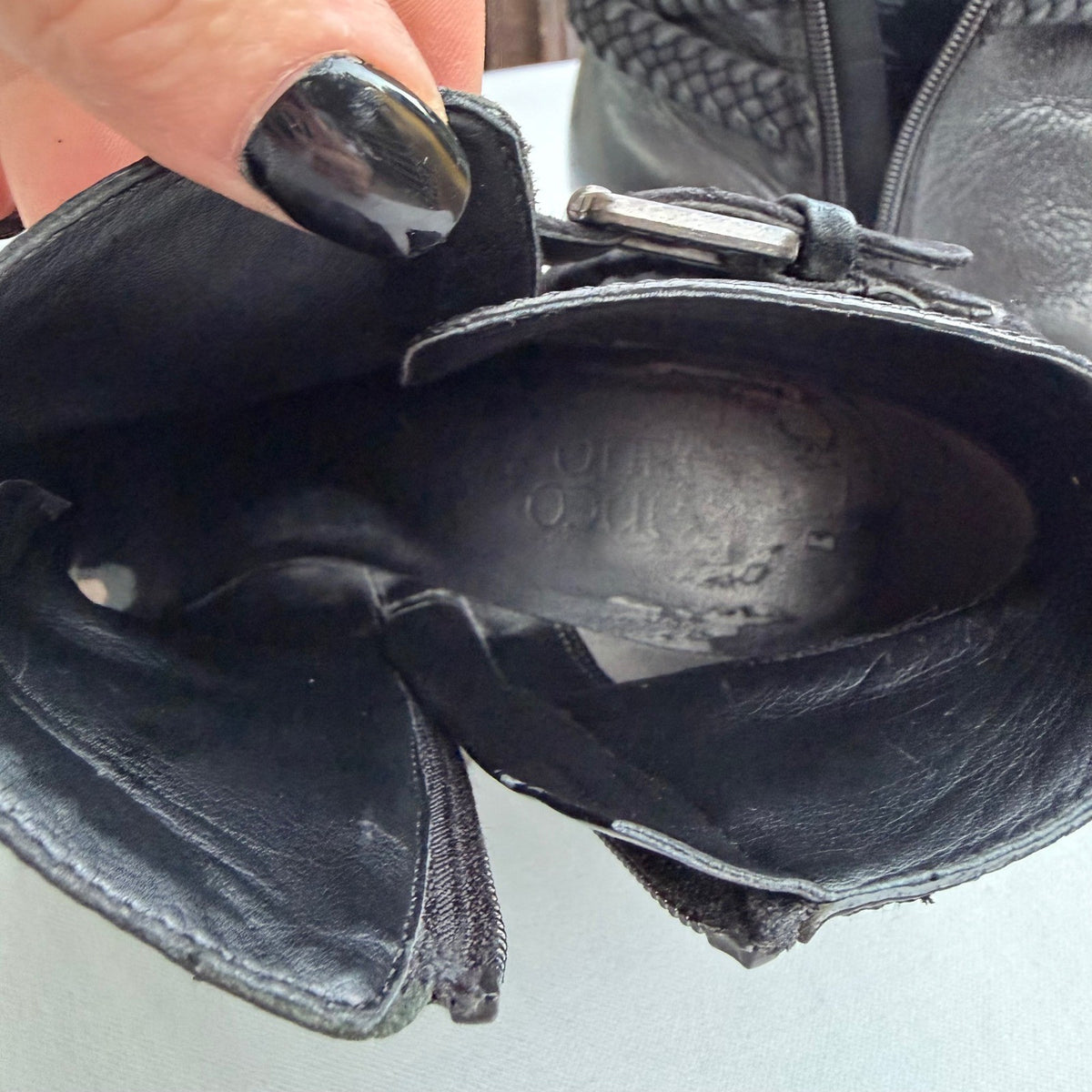 Franco Sarto Malu Black Leather Buckle Boots | 7.5M — detail photo 11