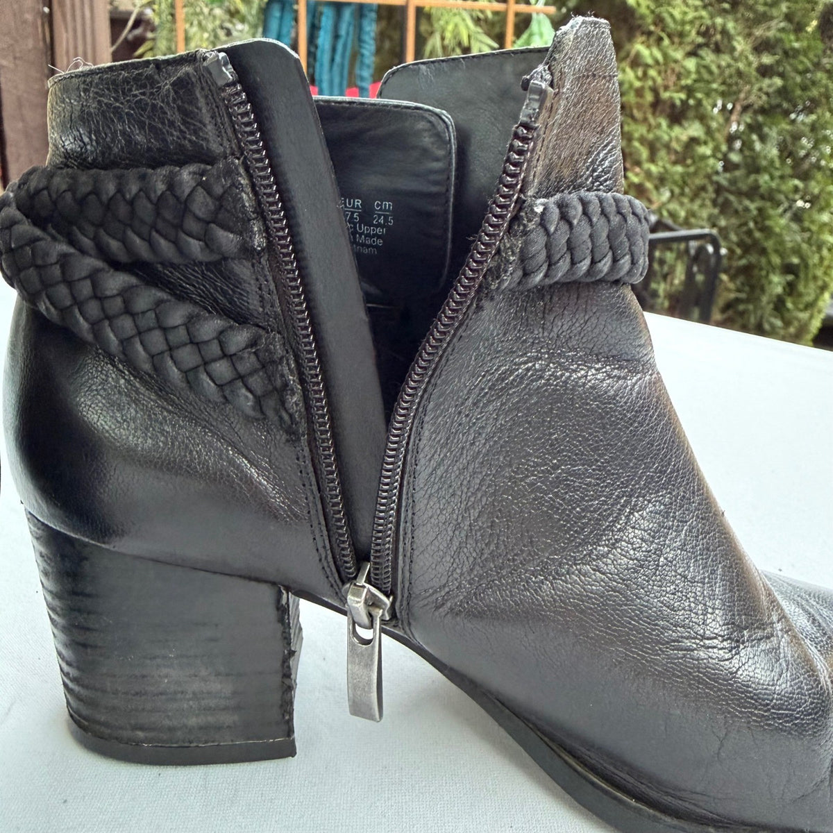Franco Sarto Malu Black Leather Buckle Boots | 7.5M — detail photo 12