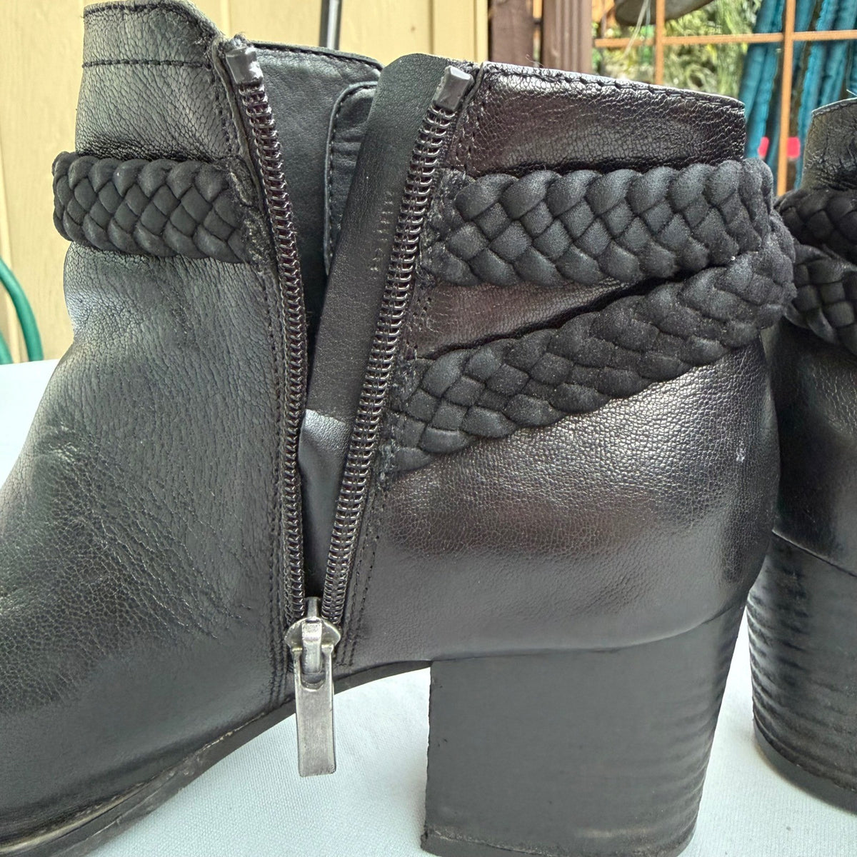 Franco Sarto Malu Black Leather Buckle Boots | 7.5M — detail photo 13