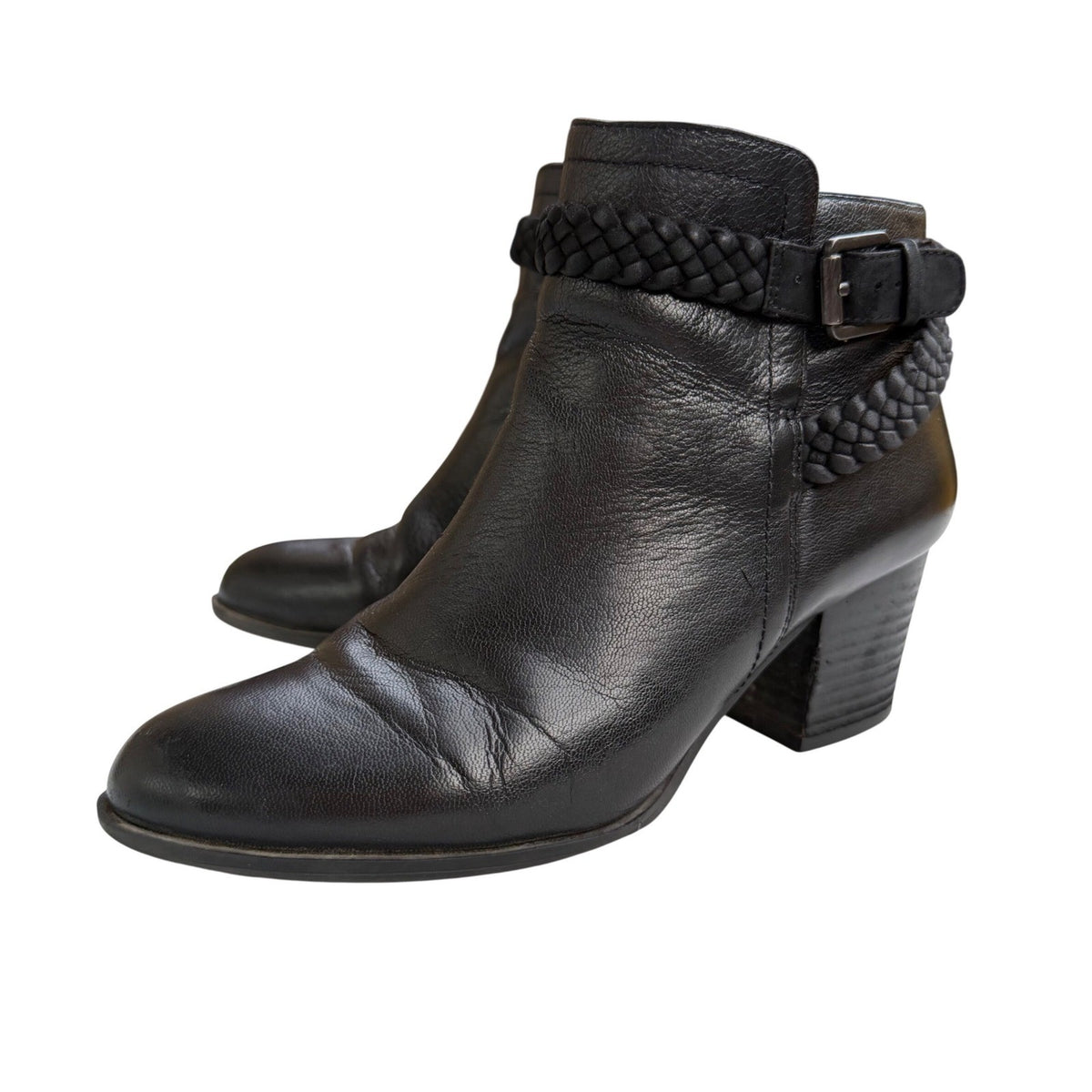 Franco Sarto Malu Black Leather Buckle Boots | 7.5M — detail photo 2