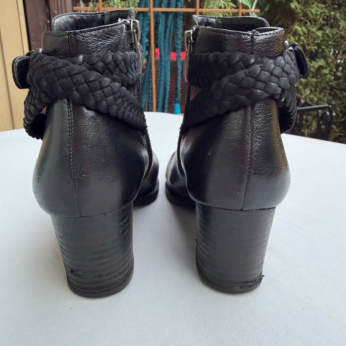 Franco Sarto Malu Black Leather Buckle Boots | 7.5M — detail photo 5